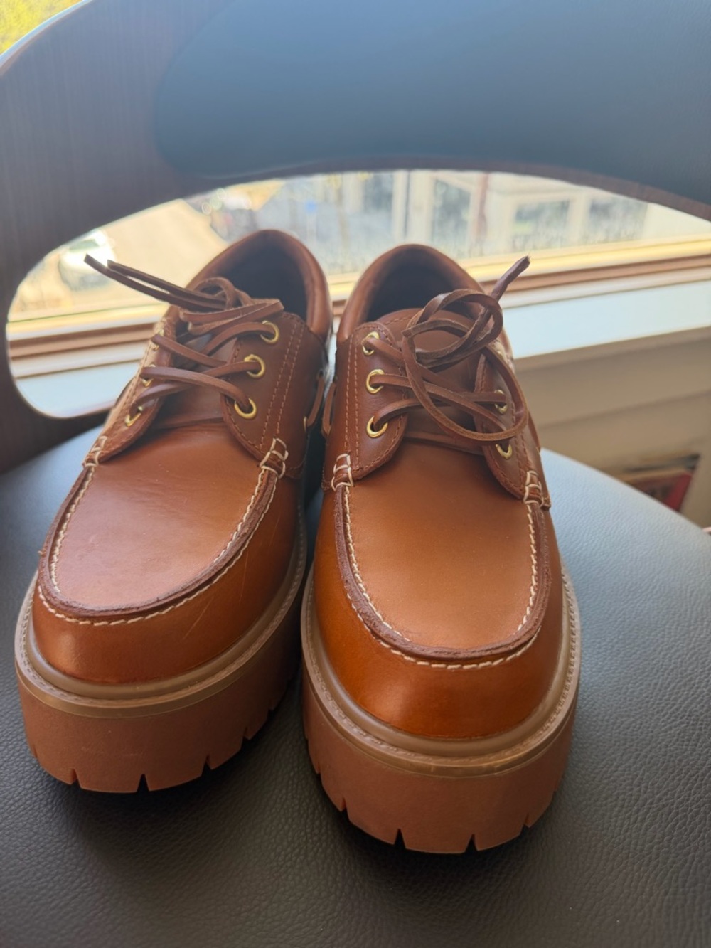 Jeffrey Campbell:  Brown Leather Lug-Soled Boat Shoes - NBW - Picture 10 of 11